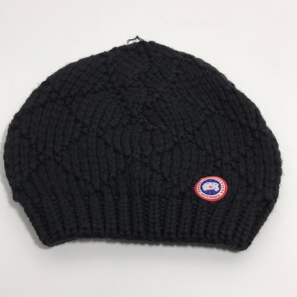 Canada Goose Accessories - Canada goose black Bird's Eye Knit Wool Beanie